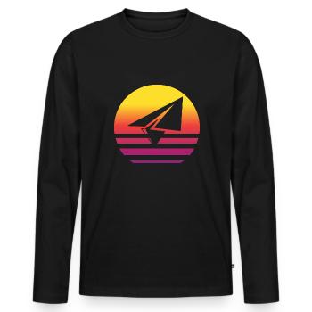 Paper Plane Retro Style Vintage - T-shirt manches longues Premium bio Homme - noir - Devant - Nico (187cm)
