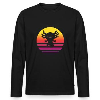 Axolotl Retro Style Vintage - T-shirt manches longues Premium bio Homme - noir - Devant - Nico (187cm)