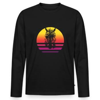 Einhorn Retro Style Vintage - Männer Premium Bio Langarmshirt - Schwarz - Vorne - Nico (187cm)