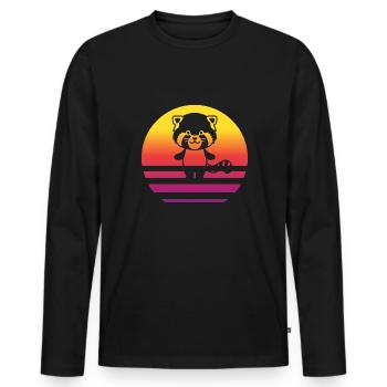 Red Panda Retro Style Vintage - T-shirt manches longues Premium bio Homme - noir - Devant - Nico (187cm)