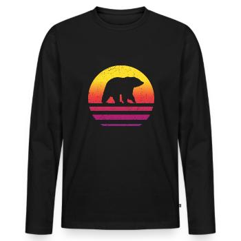 Ours Retro Style Vintage - T-shirt manches longues Premium bio Homme - noir - Devant - Nico (187cm)
