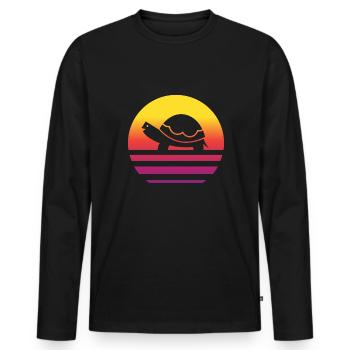 Turtle Retro Style Vintage - Men's Premium Organic Long Sleeve Shirt - black - Front - Nico (187cm)
