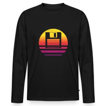 Floppy Retro Style Vintage - Men's Premium Organic Long Sleeve Shirt - black - Front - Nico (187cm)