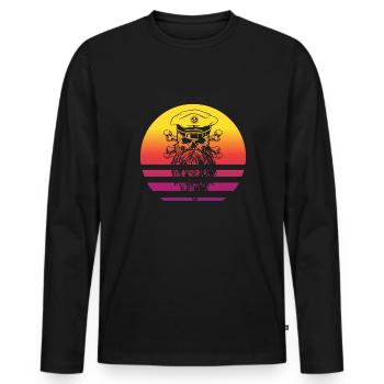 Pirate Skull Retro Style Vintage - T-shirt manches longues Premium bio Homme - noir - Devant - Nico (187cm)