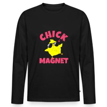 Chick Magnet Chick with Sunglasses Popular Funny - Men's Premium Organic Long Sleeve Shirt - black - Front - Nico (187cm)