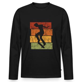 Skateboarder Skateboard Skater Skate Skateing - T-shirt manches longues Premium bio Homme - noir - Devant - Nico (187cm)