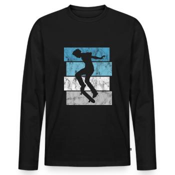 Skateboarder Skateboard Skater Skate Skateing - T-shirt manches longues Premium bio Homme - noir - Devant - Nico (187cm)