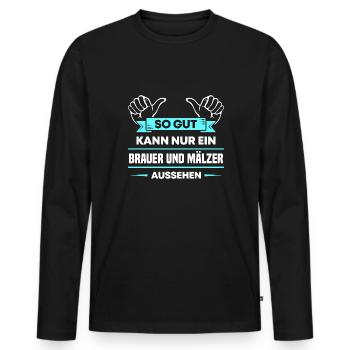 Brauer und Mälzer Design für stolze Handwerker - Männer Premium Bio Langarmshirt - Schwarz - Vorne - Nico (187cm)