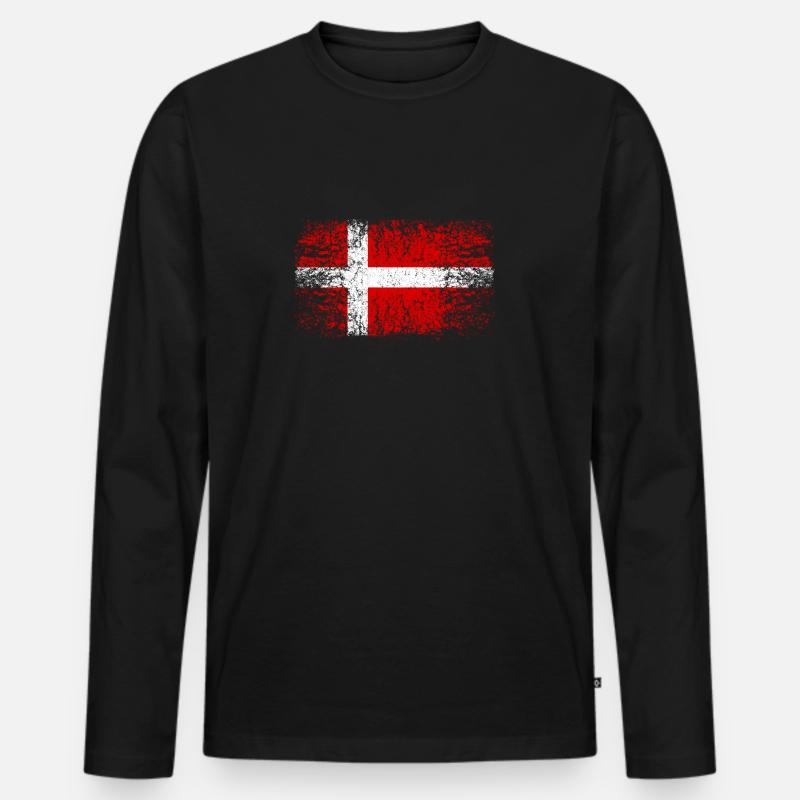 Daenemark 002 AllroundDesigns - Männer Premium Bio Langarmshirt - Schwarz