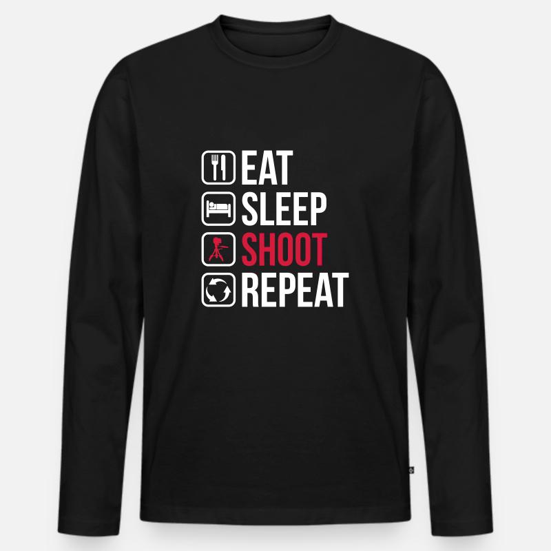 Eat Sleep Shoot Repeat - Männer Premium Bio Langarmshirt - Schwarz