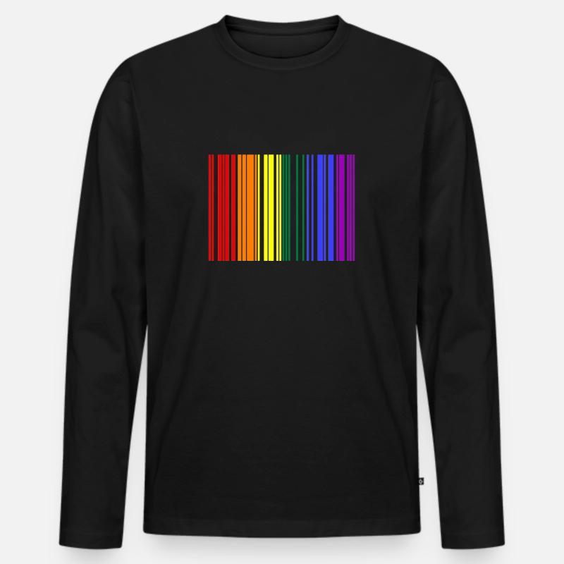 Rainbow Barcode - Men's Premium Organic Long Sleeve Shirt - black