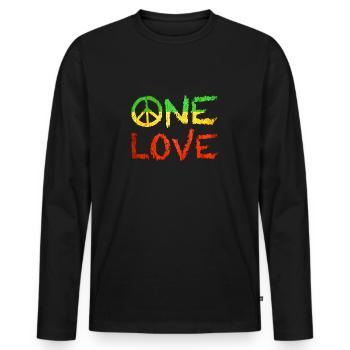 One Love - Männer Premium Bio Langarmshirt - Schwarz - Vorne - Nico (187cm)