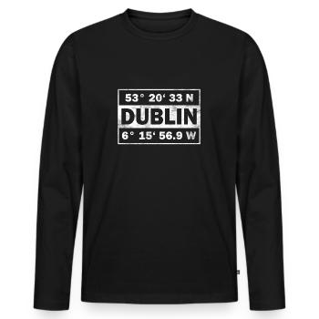Dublin Koordinaten Irland Dublin - Männer Premium Bio Langarmshirt - Schwarz - Vorne - Nico (187cm)