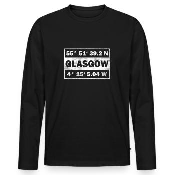 Glasgow Schottland Koordinaten Glasgow - Männer Premium Bio Langarmshirt - Schwarz - Vorne - Nico (187cm)
