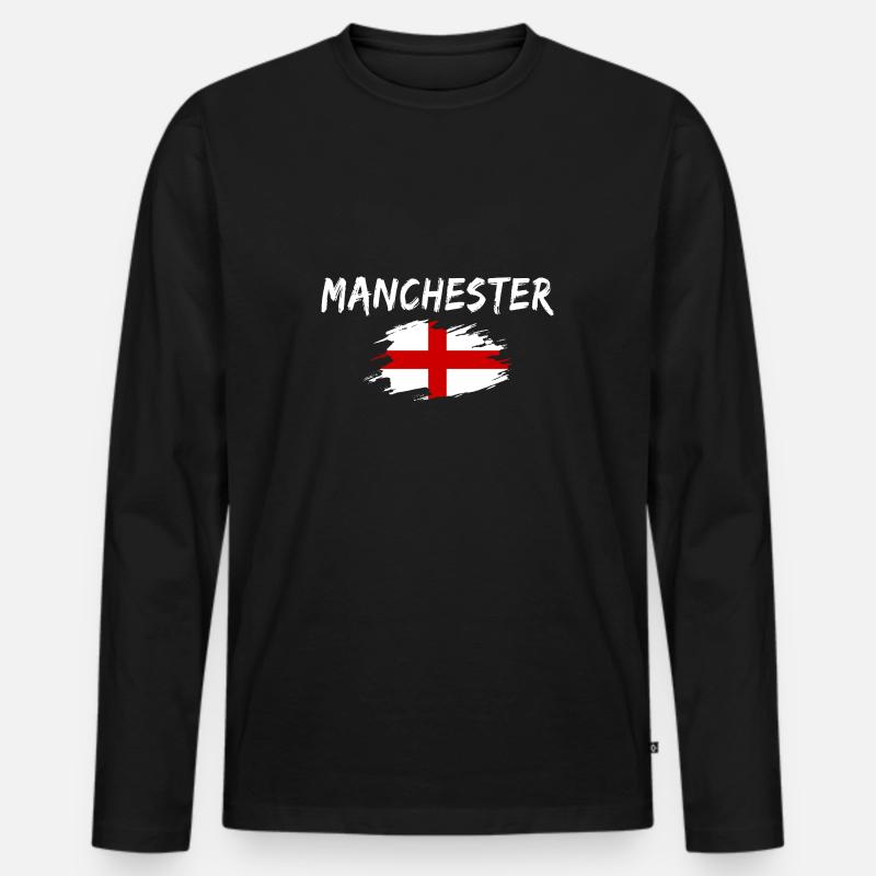 Manchester England - Männer Premium Bio Langarmshirt - Schwarz