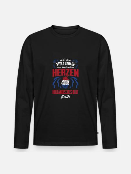 Holländisches Blut Holland Niederlande Amsterdam - Männer Premium Bio Langarmshirt - Schwarz