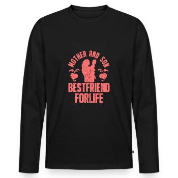 Mutter Mama Muttertag Sohn Mamas Liebling - Männer Premium Bio Langarmshirt - Schwarz - Vorne - Nico (187cm)
