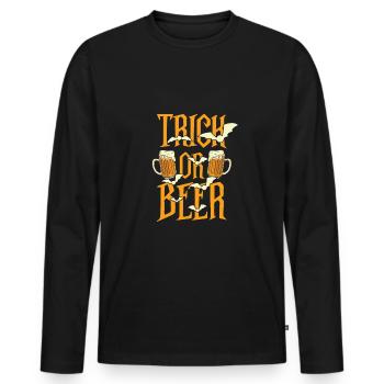 Citrouille Happy Halloween Zoombie Vampire Beer - T-shirt manches longues Premium bio Homme - noir - Devant - Nico (187cm)