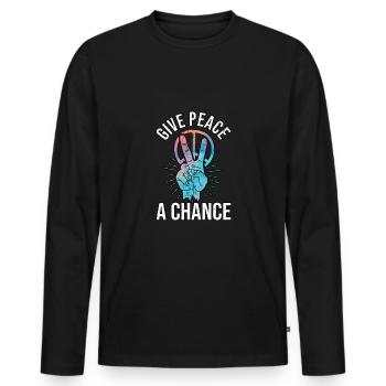 Hippy Peace Symbol Hippie Peace Freedom Love - Men's Premium Organic Long Sleeve Shirt - black - Front - Nico (187cm)