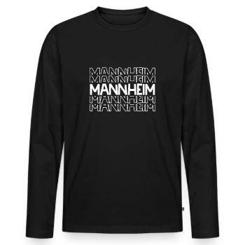 Mannheim - Männer Premium Bio Langarmshirt - Schwarz - Vorne - Nico (187cm)