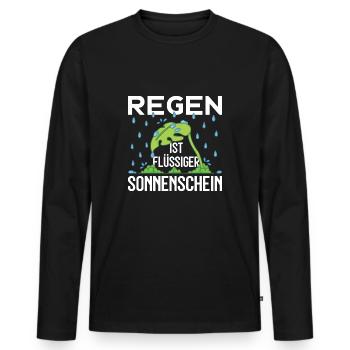 REGEN IST FLÜSSIGER SONNENSCHEIN NICHT AUS ZUCKER - Männer Premium Bio Langarmshirt - Schwarz - Vorne - Nico (187cm)