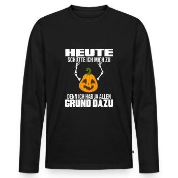 Happy Bier Halloween-Party Trinkspruch am Festzelt - Männer Premium Bio Langarmshirt - Schwarz - Vorne - Nico (187cm)