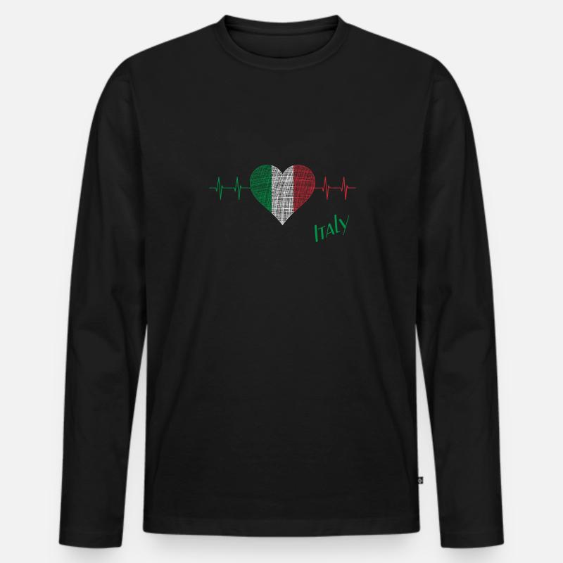 Italy - Männer Premium Bio Langarmshirt - Schwarz