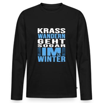 Wandern Wanderstock Winterwandern - Männer Premium Bio Langarmshirt - Schwarz - Vorne - Nico (187cm)