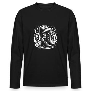 Line Dancing Country Dance - Line Dance Tanzen - Men's Premium Organic Long Sleeve Shirt - black - Front - Nico (187cm)