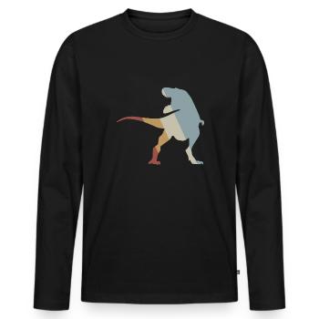 Dinosaure Rétro Style Vintage - T-shirt manches longues Premium bio Homme - noir - Devant - Nico (187cm)