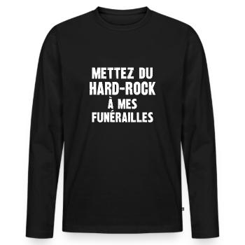 mettez du hard-rock à mes funérailles - T-shirt manches longues Premium bio Homme - noir - Devant - Nico (187cm)