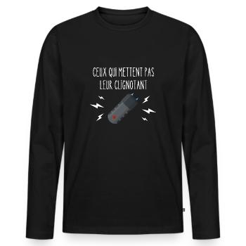 ceux qui mettent pas leur clignotant - T-shirt manches longues Premium bio Homme - noir - Devant - Nico (187cm)
