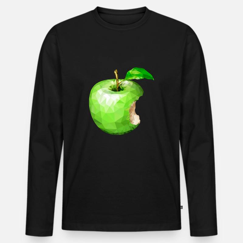 Apfel,Kunst,Obst - Männer Premium Bio Langarmshirt - Schwarz