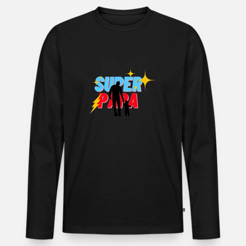 Super Papa - Männer Premium Bio Langarmshirt - Schwarz
