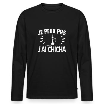 je peux pas j'ai chicha - T-shirt manches longues Premium bio Homme - noir - Devant - Nico (187cm)