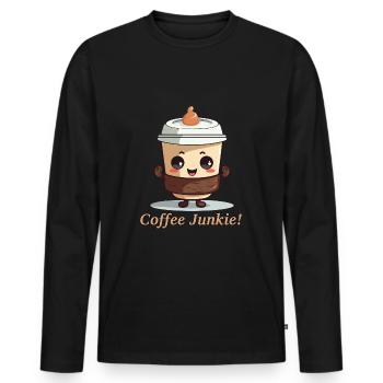 coffee junkie morning grouch coffee addicted office - Men's Premium Organic Long Sleeve Shirt - black - Front - Nico (187cm)