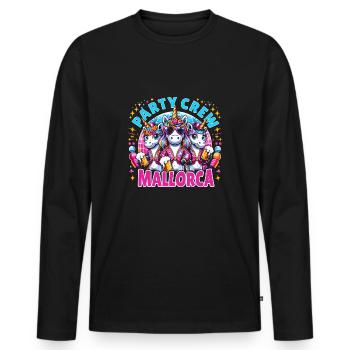 Party Crew Mallorca Licorne Design - T-shirt manches longues Premium bio Homme - noir - Devant - Nico (187cm)