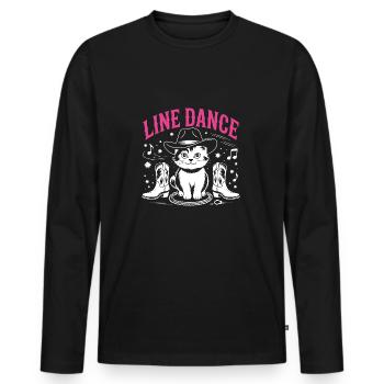 J’adore mon chat et la danse en ligne - T-shirt manches longues Premium bio Homme - noir - Devant - Nico (187cm)