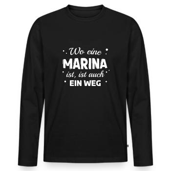 Marina Name Spruch Design für stolze Marinas - Männer Premium Bio Langarmshirt - Schwarz - Vorne - Nico (187cm)
