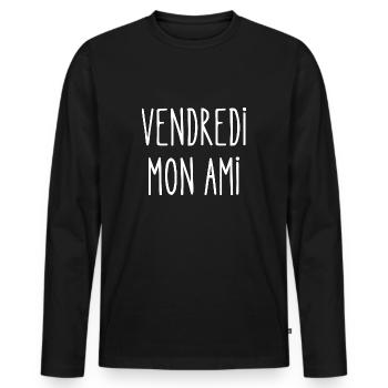 vendredi mon ami - T-shirt manches longues Premium bio Homme - noir - Devant - Nico (187cm)