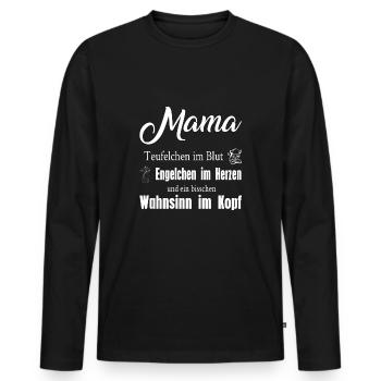 Mama T-Shirt 2018 - Muttertag Motiv Mama - Männer Premium Bio Langarmshirt - Schwarz - Vorne - Nico (187cm)