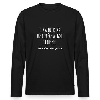 lumière au bout du tunnel - T-shirt manches longues Premium bio Homme - noir - Devant - Nico (187cm)