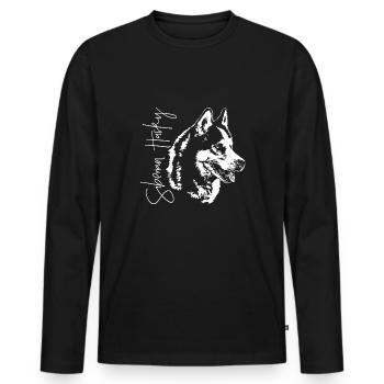 SIBERIAN HUSKY Dogs Dog Wilsigns portrait de chien - T-shirt manches longues Premium bio Homme - noir - Devant - Nico (187cm)