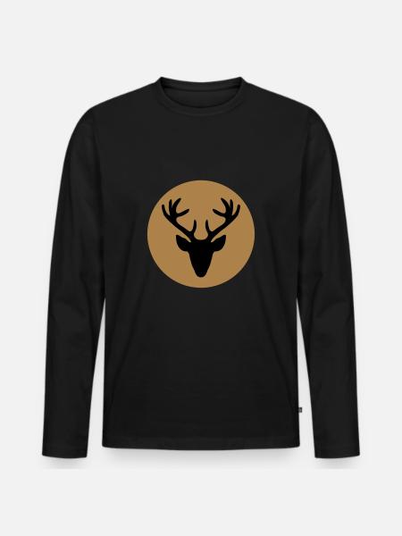 Traditional Christmas motive HIrschkopf / Dirndl - Men's Premium Organic Long Sleeve Shirt - black