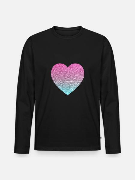 glitter herz - Männer Premium Bio Langarmshirt - Schwarz