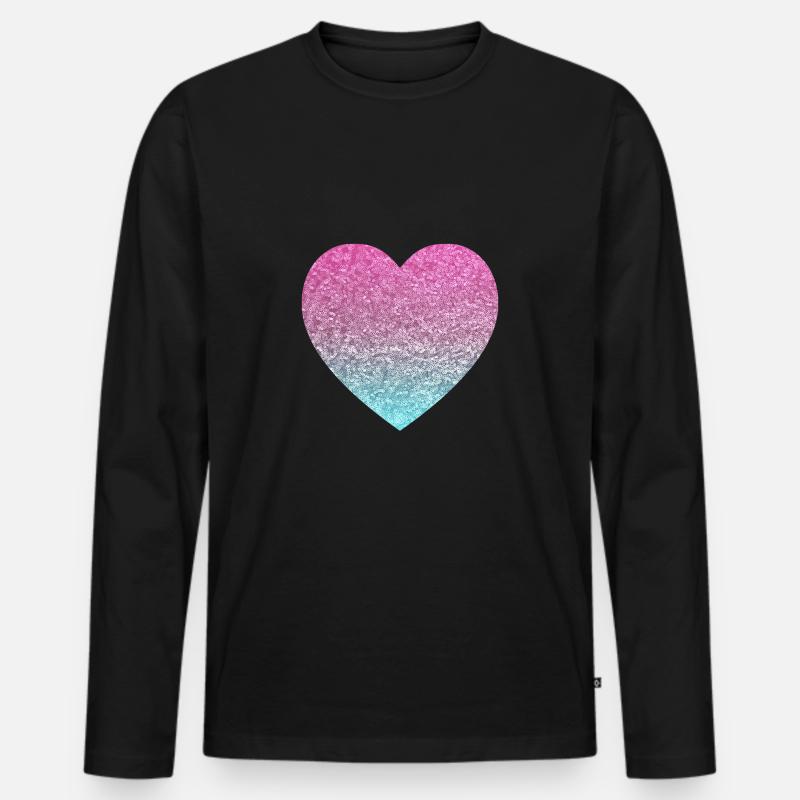 glitter herz - Männer Premium Bio Langarmshirt - Schwarz