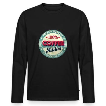 Coffee Addict - Männer Premium Bio Langarmshirt - Schwarz - Vorne - Nico (187cm)
