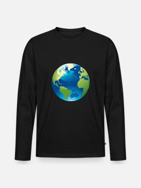 Erde Motiv als Geschenkidee - Männer Premium Bio Langarmshirt - Schwarz