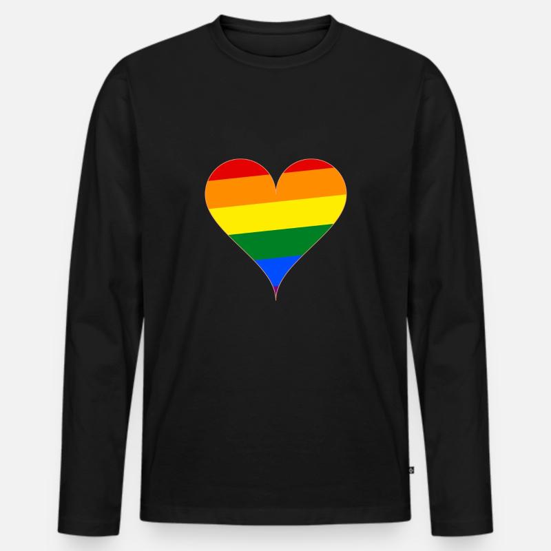 Herz Regenbogen Flagge Geschenk - Männer Premium Bio Langarmshirt - Schwarz