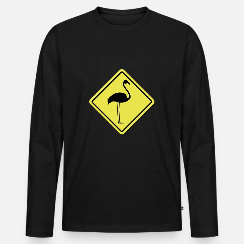 Flamingo Sign - Männer Premium Bio Langarmshirt - Schwarz